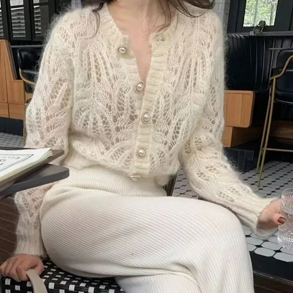 Apricot Elegant Women's Sweater - Picture 6 of 10